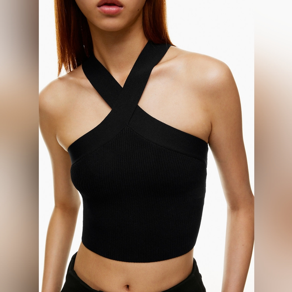 Aritzia Babaton Sculpt Knit Criss Cross Tank in black